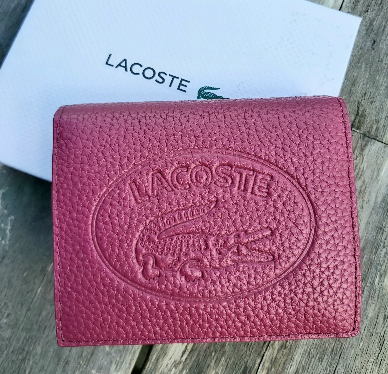 Genuine LACOSTE Sangria PURSE with COIN POCKET, CARDS , NOTES NF2974NL L124