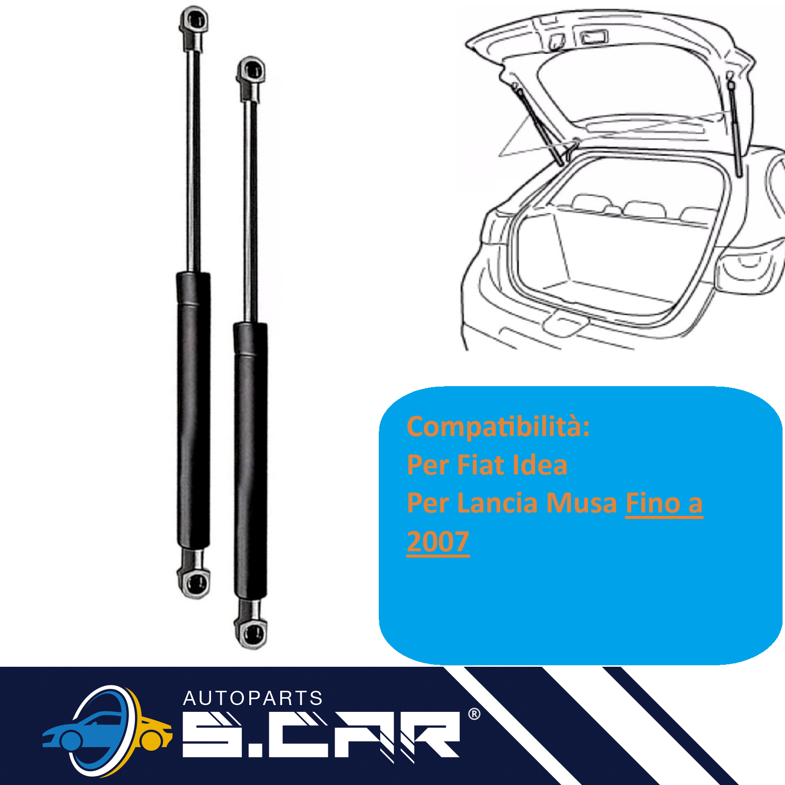 COPPIA DI MOLLE GAS PER OPEL ZAFIRA 05 DAL 2005 2/2008 COFANO POSTER