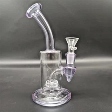 7 Inches Purple Glass Bong Bubbler Glass Water Bong Pipes Tobacco Hookah 14mm