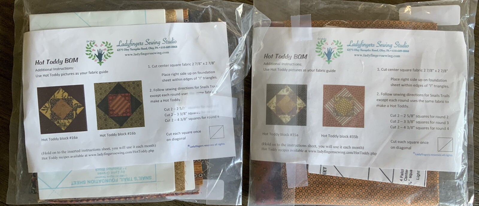 4 Quilt Blocks of the Month “Hot Toddy” by Ladyfingers Sewing Studio