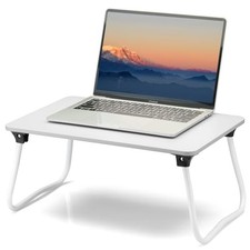Laptop Bed Desk, Foldable Lap Desk, Portable Laptop Stand, E White-matte