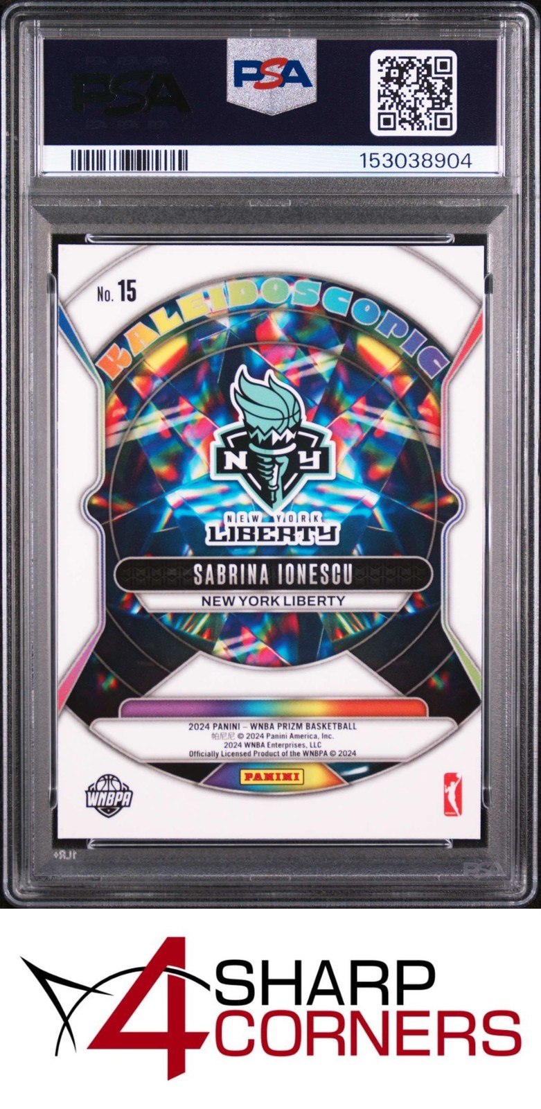 2024 PANINI PRIZM WNBA KALEIDOSCOPIC #15 SABRINA IONESCU POP 5 PSA 10 view 2