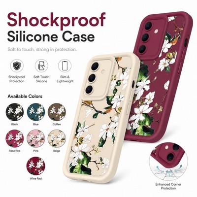 Phone Case For Samsung A17 A57 A37 A16 A56 S26 S25 A15 A55 Flower Silicone Cover