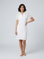 J.Crew Womens White Eyelet Shirt Dress Size 4 100% Cotton Short Sleeve Midi