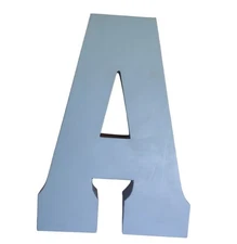 Metallic Painted Decorative Letter ,"A" 20.5" HX 14.5"WX 2" D Paint In Blue