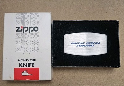 Zippo Money Clip Knife Boeing Edition Metal Tone Made In USA W/Box