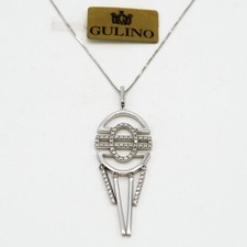 Collier UNOAERRE or (OR) blanc 18 carats zircon bijoux fabriqué en Italie E.13