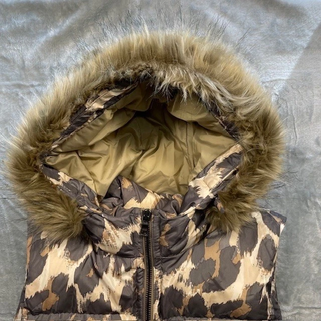 Chaleco acolchado Coach para mujer con estampado de leopardo chaqueta sin mangas de piel sintética XL Foto 3 de 4