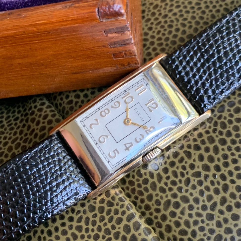 Reloj Pulsera 1934 Elgin Grado 483 17 Joyas Lleno Oro 14K Dos Tonos Art Deco Foto 3 de 4