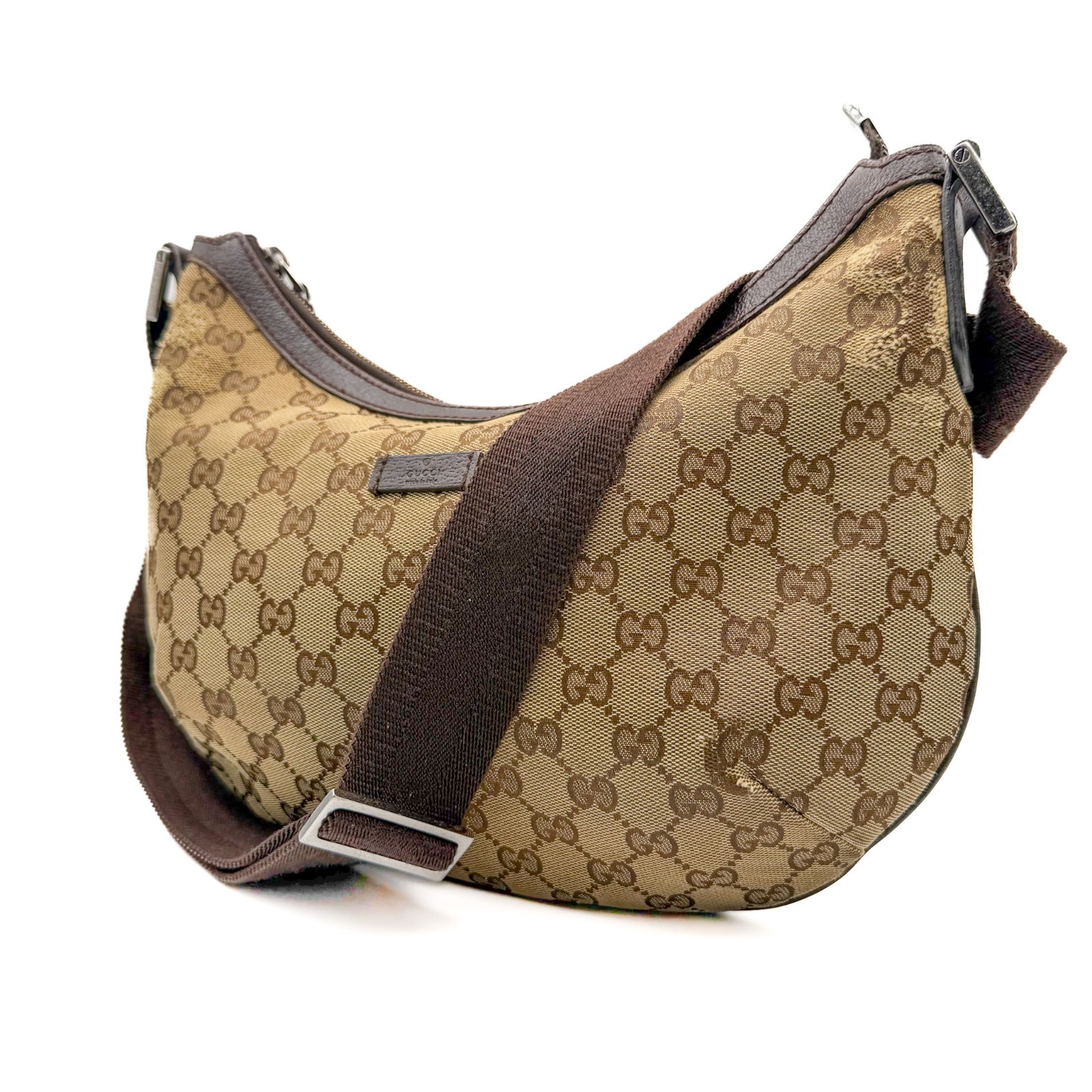Borsa a tracolla Gucci tela pelle GG marrone 181092 autentica