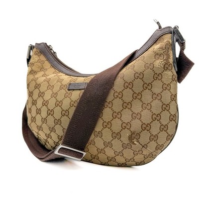 Gucci Canvas Leather GG Crossbody Shoulder Bag Brown 181092 Authentic