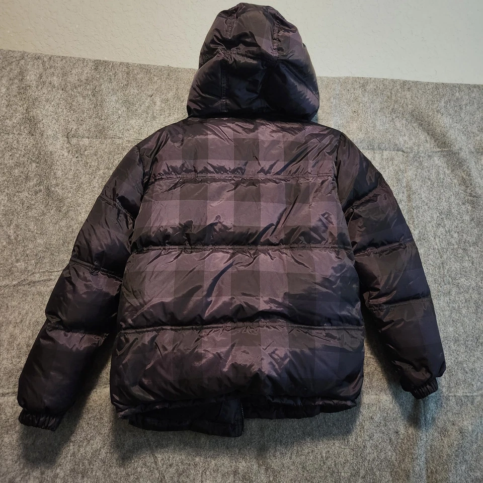 Gap Kids Down Puffer Jacket Windowpane Kids XXL 14-16 Black Gray Fleece Lined - Image 2 of 4