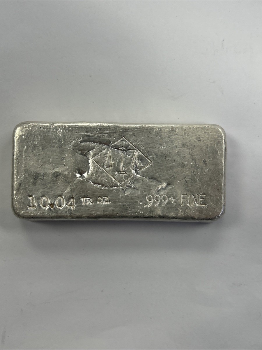 Vintage San Diego Refining 10.04 ozt .999+ Fine Silver Poured Bar