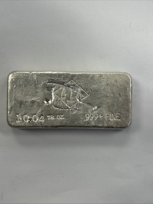 Vintage San Diego Refining 10.04 ozt .999+ Fine Silver Poured Bar