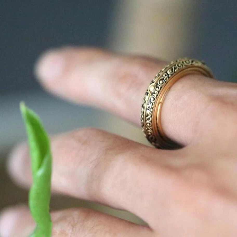 2pack Armillary Ring Folding Horoscope Ring Silver Gold Astronomical Sphere Ring - Image 2 of 4