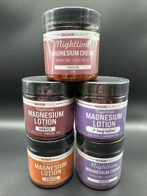 Magnum Solace Nighttime Magnesium Lotion Cream 5 oz Variety Lot of 5 New