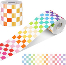 65 Feet Rainbow Checkered Bulletin Board Border