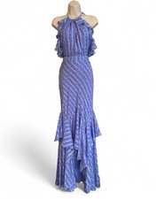 ASOS Design Blue Polka Dot Ruffle Maxi Dress Open Back Halter NWT US 8