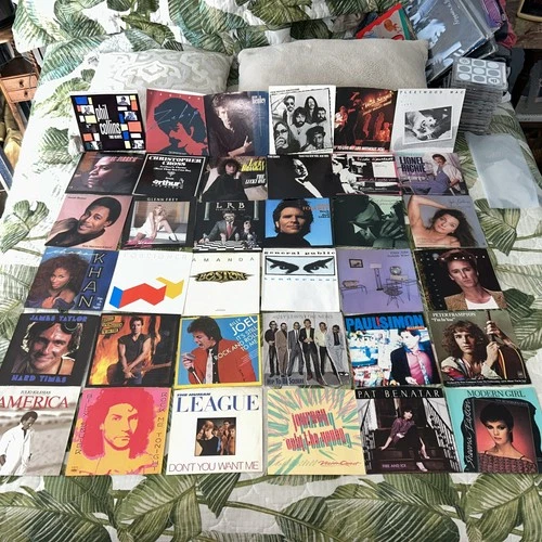 LOT 36 Record PICTURE SLEEVES 45 80s New Wave Rock No Vinyl Boston Journey Huey