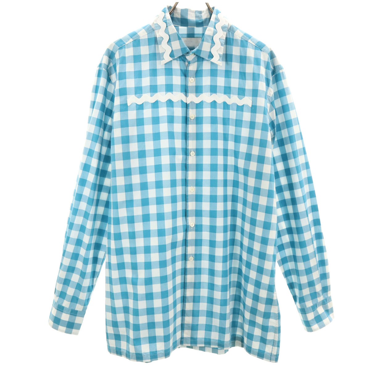 PRADA made in Italy Gingham Check Pattern Long sleeve Cotton