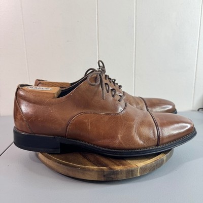 Stacy Adams Mens Cap Toe Oxford Dress Shoes Brown Leather Lace Up Size 9.5M