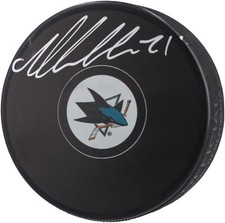 Macklin Celebrini San Jose Sharks Autographed Hockey Puck