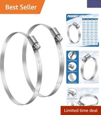 Set of 2 Adjustable Stainless Steel Hose Clips for Secure Connections 100-120mm