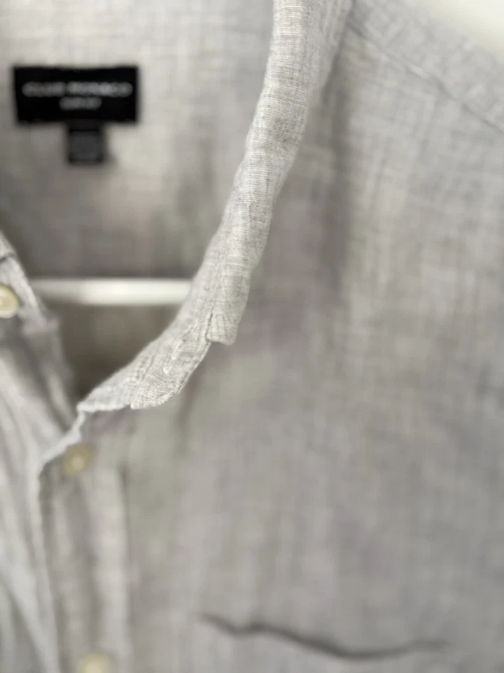 Club Monaco Slim Fit Cotton Linen Button Down Medium - Image 3 of 3