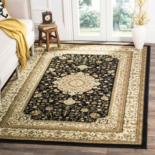 Lyndhurst Collection Accent Rug - 4' x 6', Black & Ivory, Traditional Orienta...