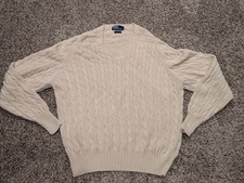 Vintage Polo Ralph Lauren Men  s Knit Fisherman Cotton Sweater Size XL Chunky