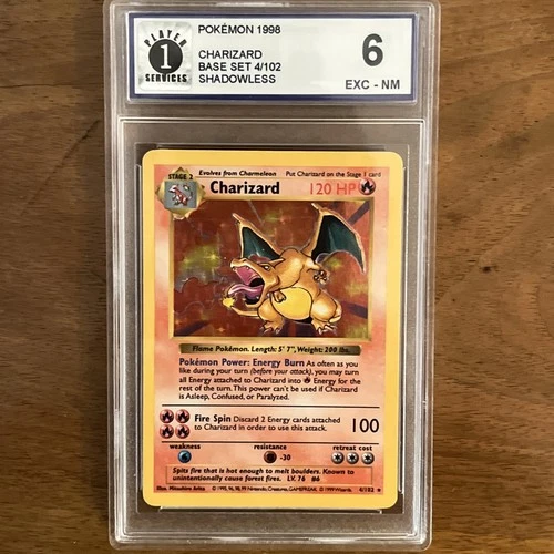 Pokémon TCG Charizard 4/102 Holo Rare Shadowless Base Set Exc NM