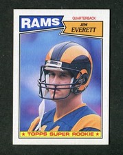 Jim Everett L.A. Rams NFL Rookie Quarterback 1987 Topps Football Card #145 RC. rookie card picture