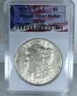 1890 (P) $1 Morgan Silver Dollar "64 Mint State" USA Coin Grading Slab #1