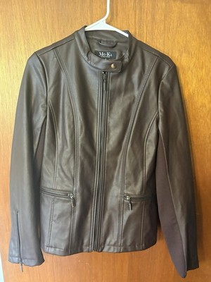 Mo-Ka By Sante Fe Apparel Tan Faux Leather Moto Jacket Women s Medium ME096A62SF