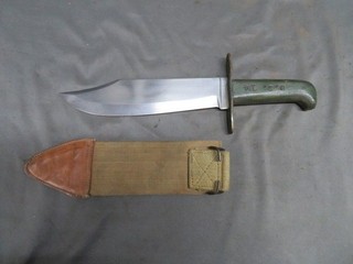 WWII US GI THEATER MADE BOWIE FIGHTING KNIFE 10” BLADE VERY NICE