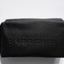 Burberry Embossed Black Logo Canvas Pouch New In Packing L 9in H 5in W 4in
