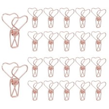 30Pcs Paper Office Binder Clip, 1.2" Small Metal Wire Hollow Out Rose Gold
