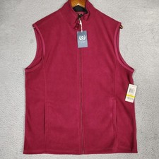Club Room Sweater Vest Men's Medium Cherry Wine Classic Fleece Full Zip Cozy NWT