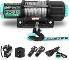 5500lbs ATV/UTV Winch with Synthetic Rope, Electric Boat 5500lbs-NB, Cyan 
