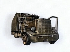 Bergamot Brass Works Semi Truck Big Rig Conventional Cab Belt Buckle Y-86 Vtg