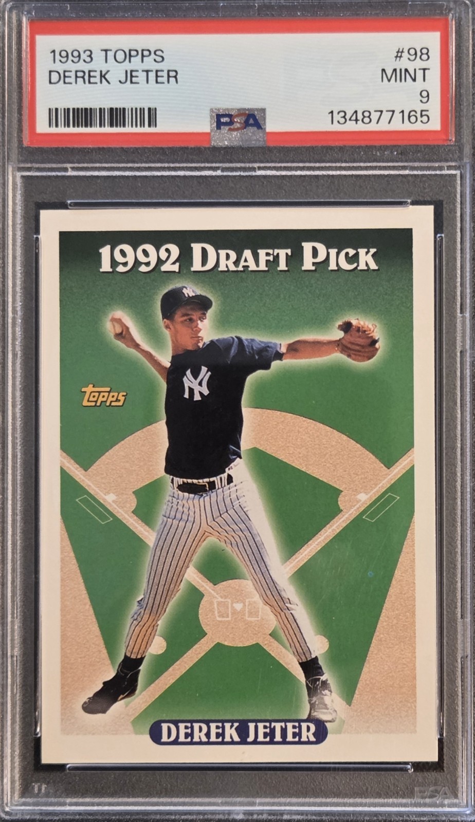 1993 Topps #98 Derek Jeter RC / PSA-9 MINT / Should be 10 IMHO - Please Read view 3