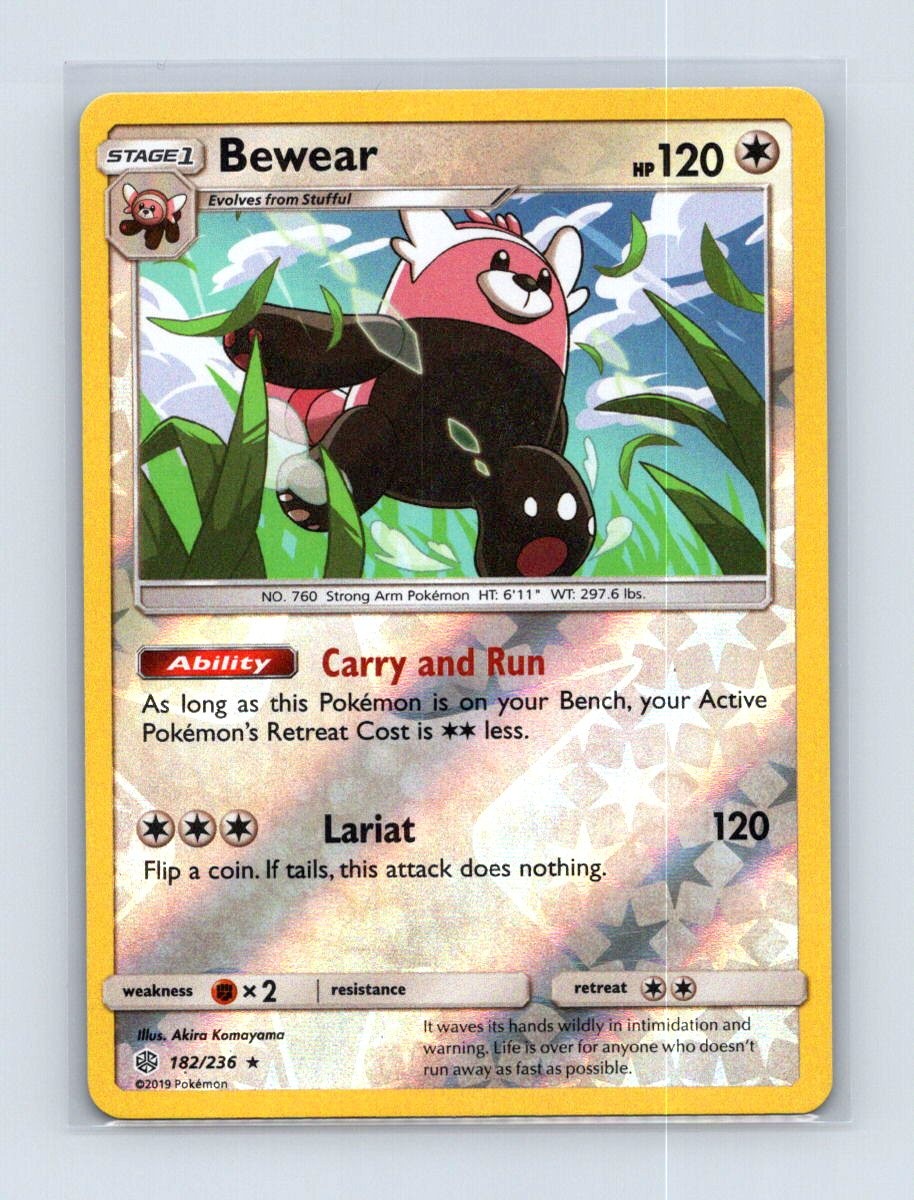 Bewear 182/236 Rare Cosmic Eclipse Pokemon Reverse Holo Lightly Played