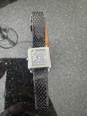 Chopard Happy Sport Square White Gold Stainless Steel Diamond Watch-Ladies