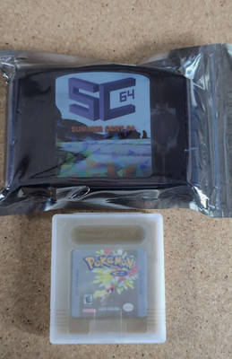 Pokemon Gold Version Cartridge with SummerCart64 Flash Cart