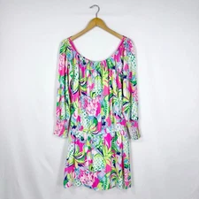 Lilly Pulitzer Women's Lana Off Shoulder Skort Romper Large Multi Raise The Bar