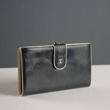 Gucci Portafoglio Vintage Pelle Blu Notte Metallo Anni 60-70 Originale