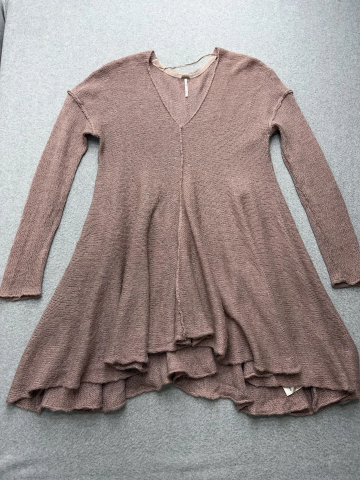 Vestido Suéter Free People Para Mujer M Malva Mezcla de Lana de Alpaca Cuello en V Dobladillo Acampanado Boho Foto 4 de 4