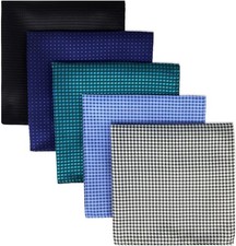 SHLAX WING 5 Pieces Assorted Mens Silk Pocket Square Handkerchiefs Set Lot 19