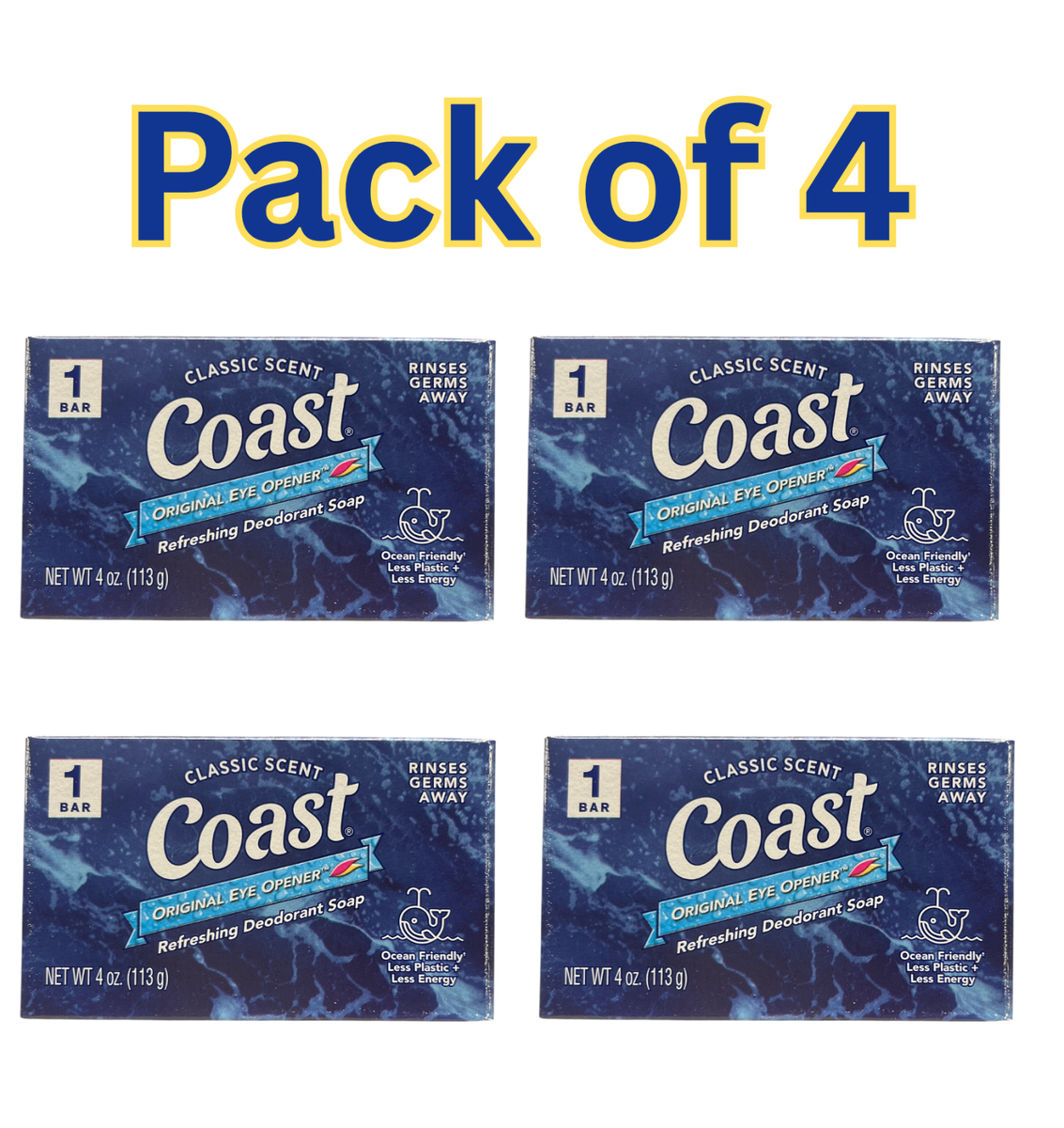 Coast Classic Scent Deodorant Soap Bar, 4 oz Each, Original Eye