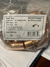 Cooper Elbow 3/4" HVAC Size: 7/8" 90 Long Turn Street Ells Ftg.XC (Pack of 10)